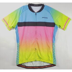 JPOJPO Cycling Jersey Womens 3XL Blue Yellow Pink Full Zip Short Sleeve
